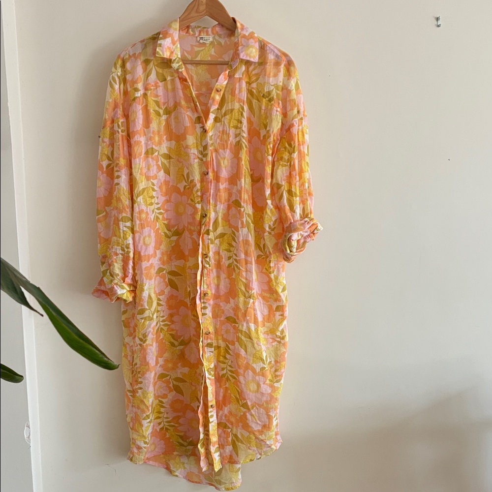 Billabong Pink and Yellow Floral midi coverup